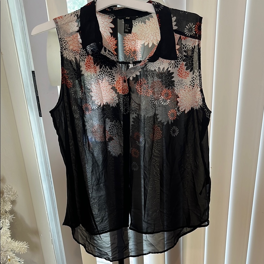 Floral Sheer Black Sleeveless Top